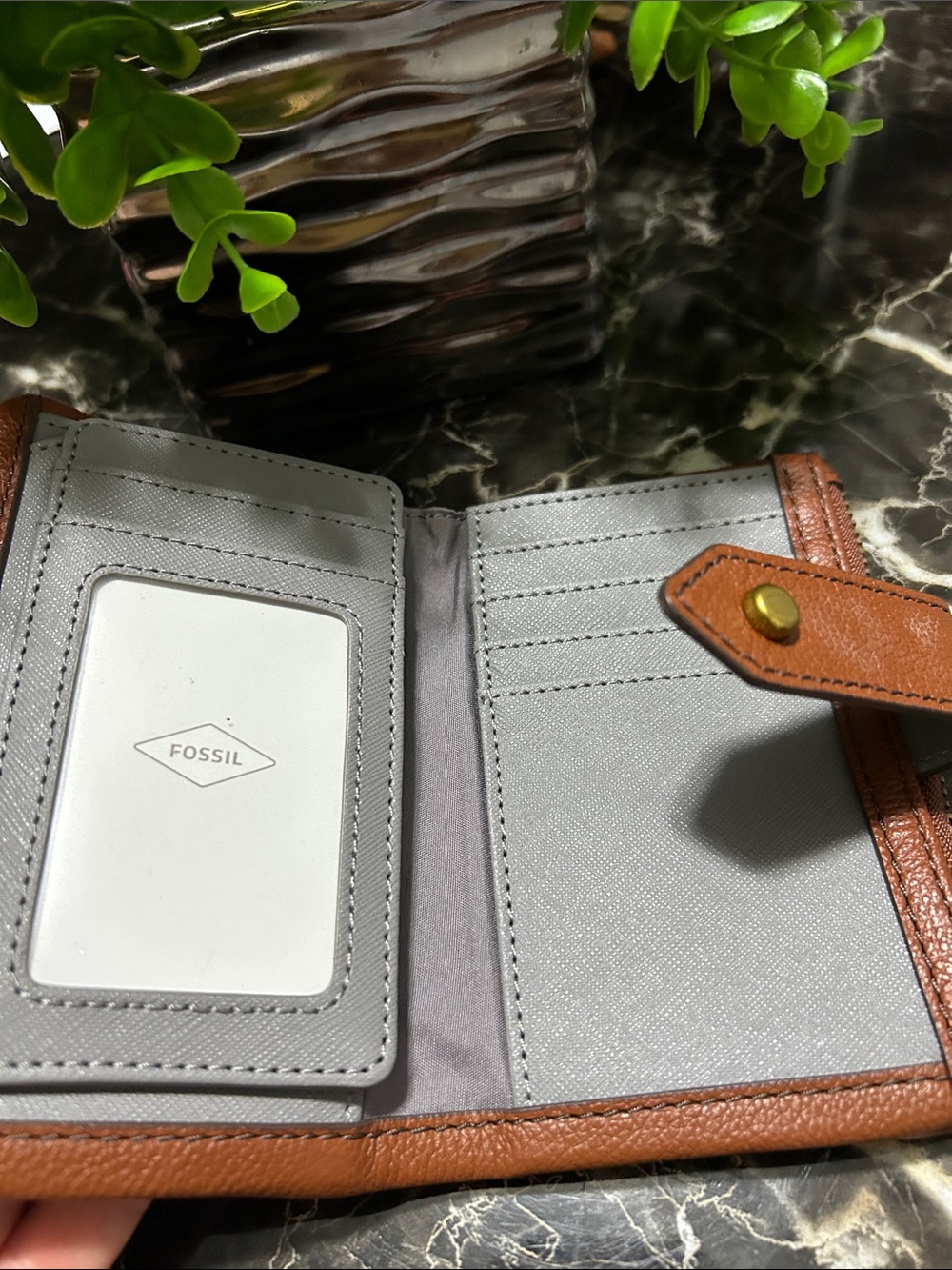 Fossil Brown Pebbled Leather Wristlet Pouch - Picture 3 of 5